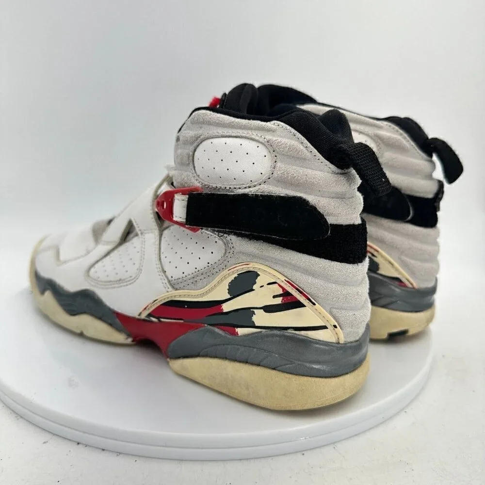 Nike Air Jordan 8 Retro Youth Sz 7Y 305368-103 White Black Red Basketball Shoes